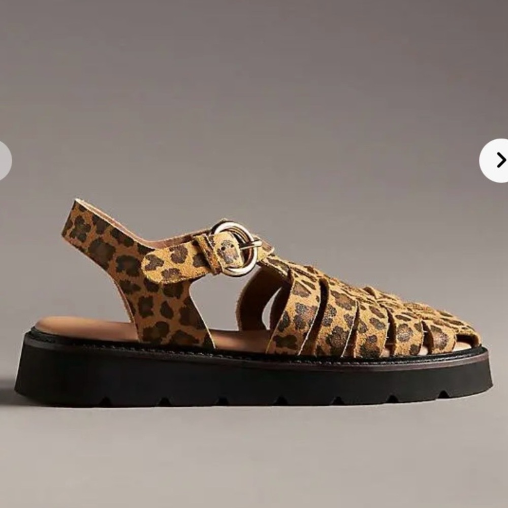 Anthropologie Leopard Print Fisherman Sandals. Size 40/9 - Picture 2 of 5
